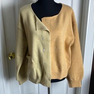 Cardigan Sweater Asymmetrical Two Tone NWOT Yellow Beige Soft Pumpkin Colors